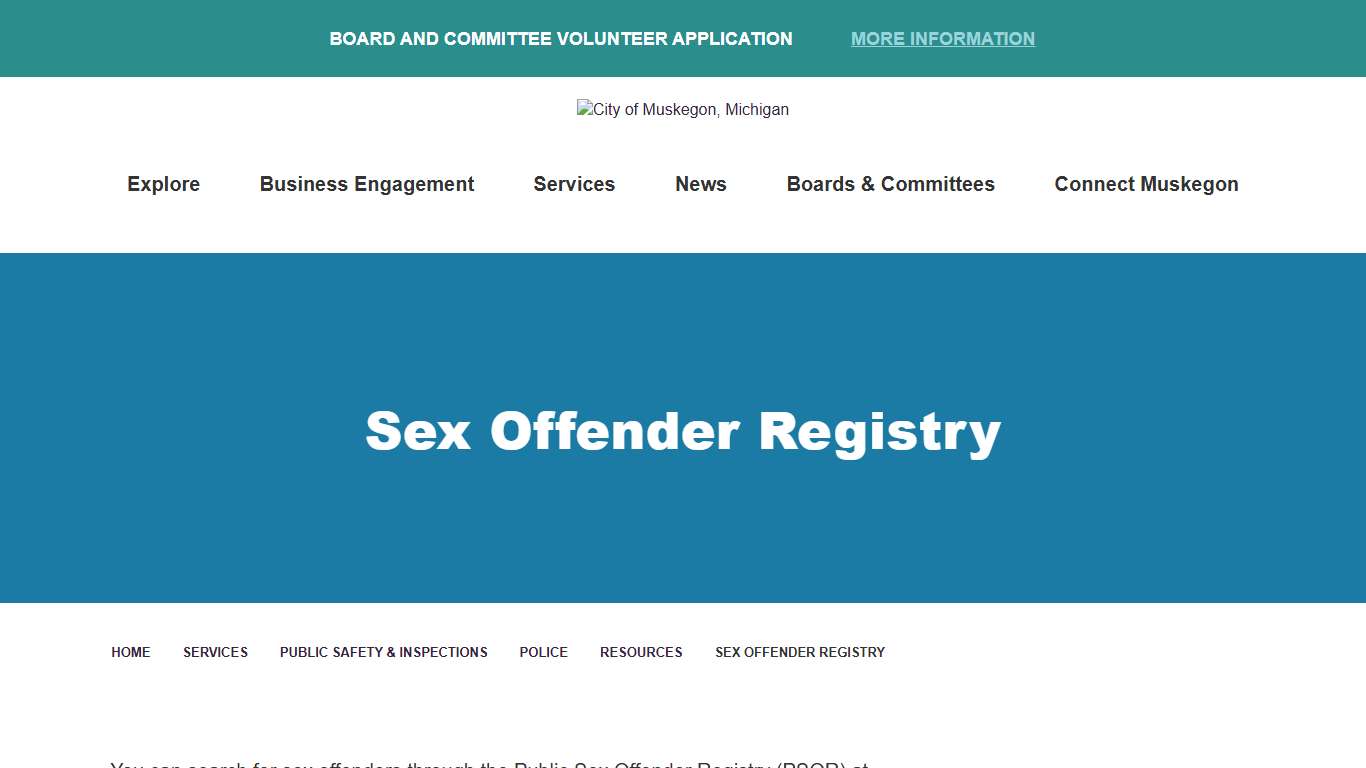 Sex Offender Registry - City of Muskegon
